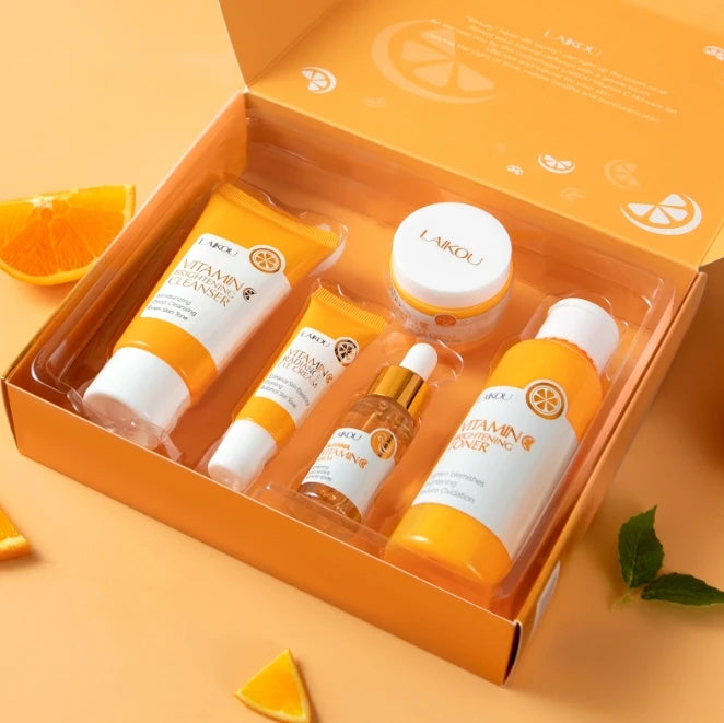 Vitamin C Whitening Natural Skin Care Serum Face Skin Care Set Cleansing Toner Essence Eye Cream Essence Cream