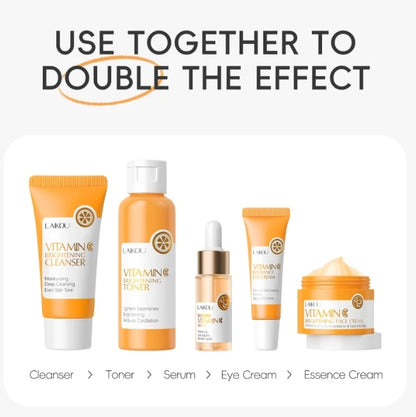 Vitamin C Whitening Natural Skin Care Serum Face Skin Care Set Cleansing Toner Essence Eye Cream Essence Cream